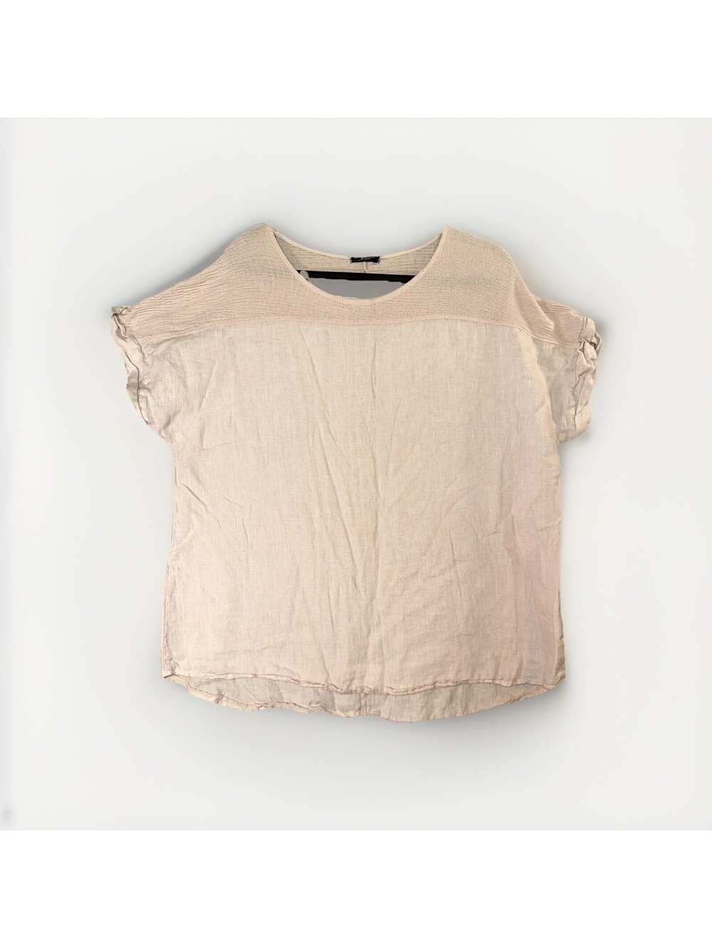 LUNGO L'ARNO Linen Knit Pink Oversized Top Short Sleeve Euro Shirt Earthy 2X